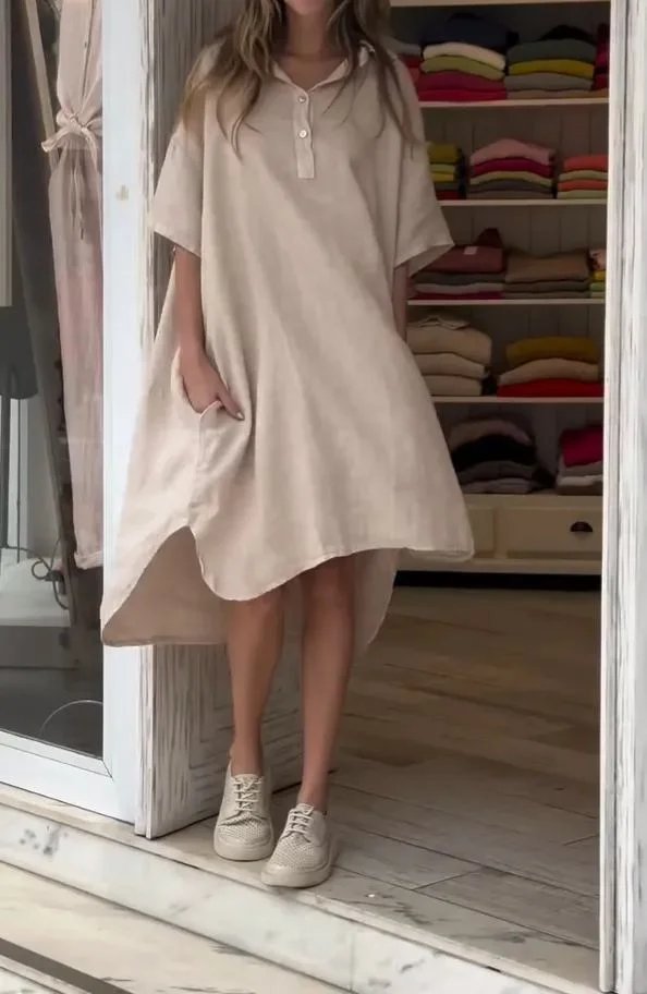 Women's Cotton & Linen Loose Dress Maxi long Dress