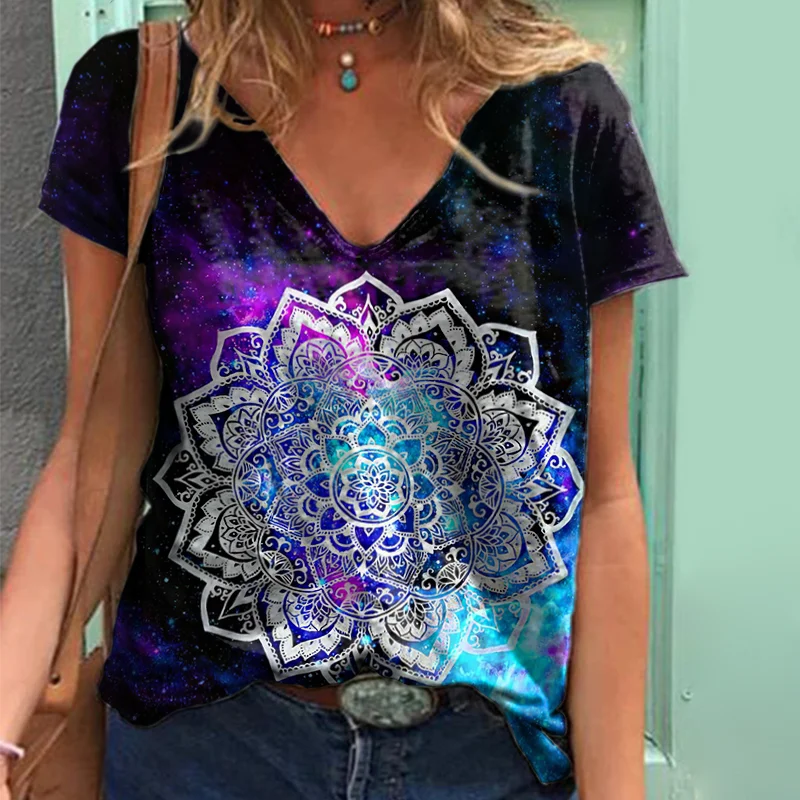 Casual mandala graphic tees designer
