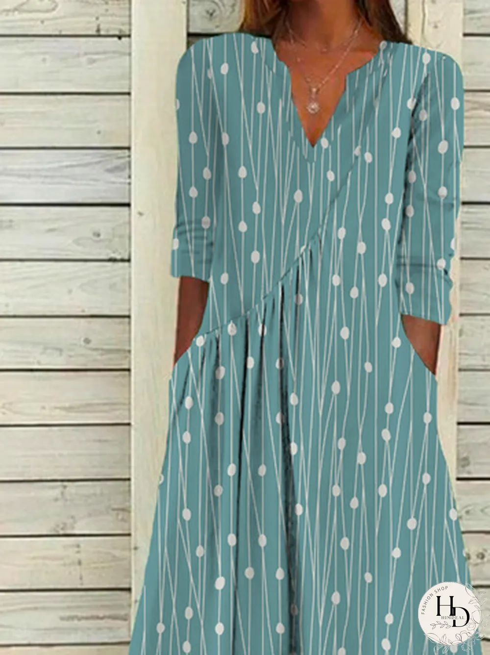 Womens Polka Dots Casual Autumn Polyester Neck Micro-Elasticity Daily Loose A-line Dress