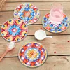 (US Only)6PCS Acrylic Washable Diamond Painting Crafts Coaster with Holder (Mandala #1)