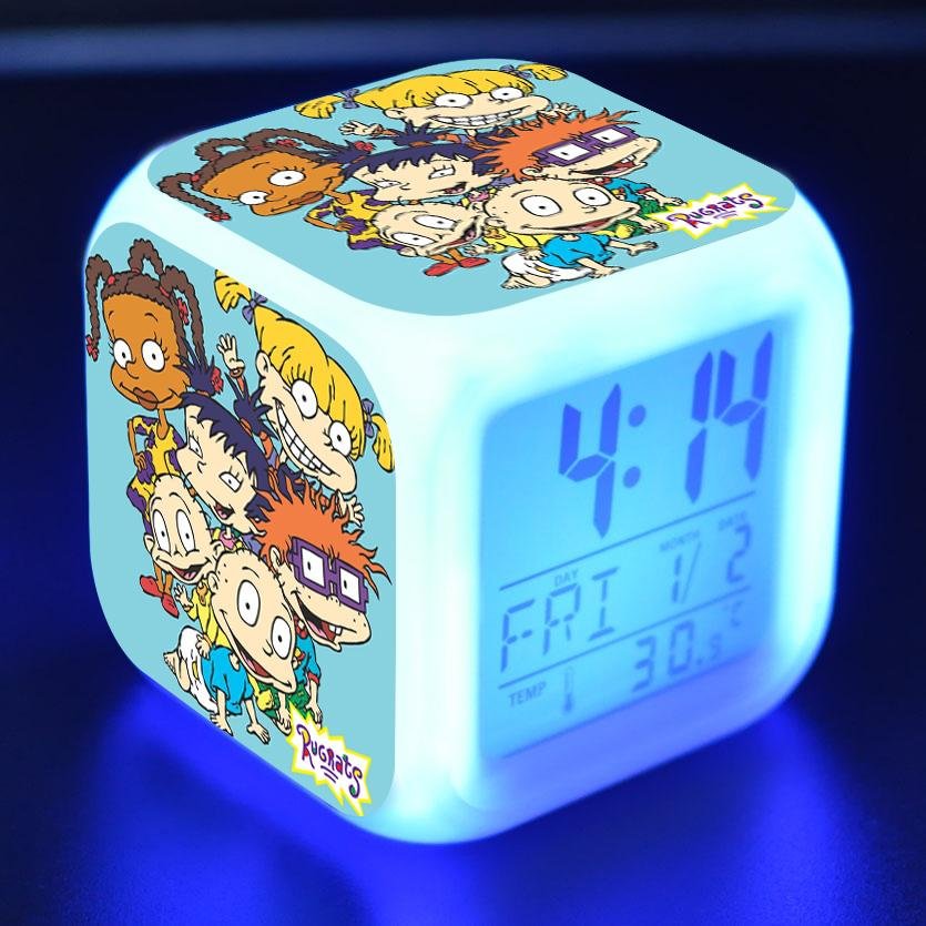 Rugrats Alarm Clock 7 Color Changing Night Light Touch Control Digital Clock for Kids