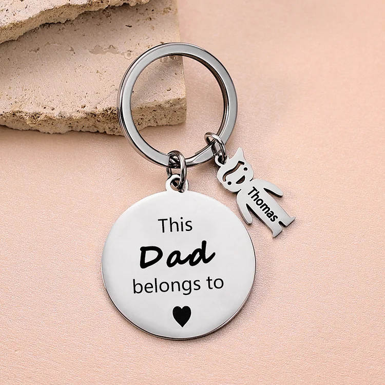 1 Name-This Dad/Grandpa Belongs to...Custom Keychain with Name & Text