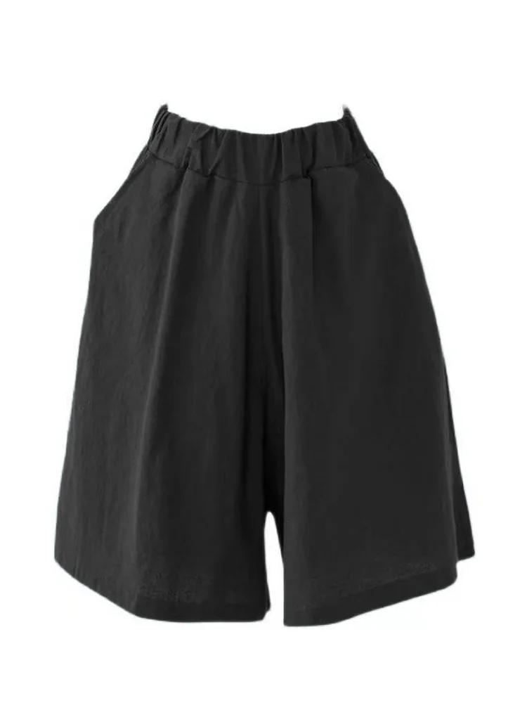 Simple Solid Color Linen Casual Shorts