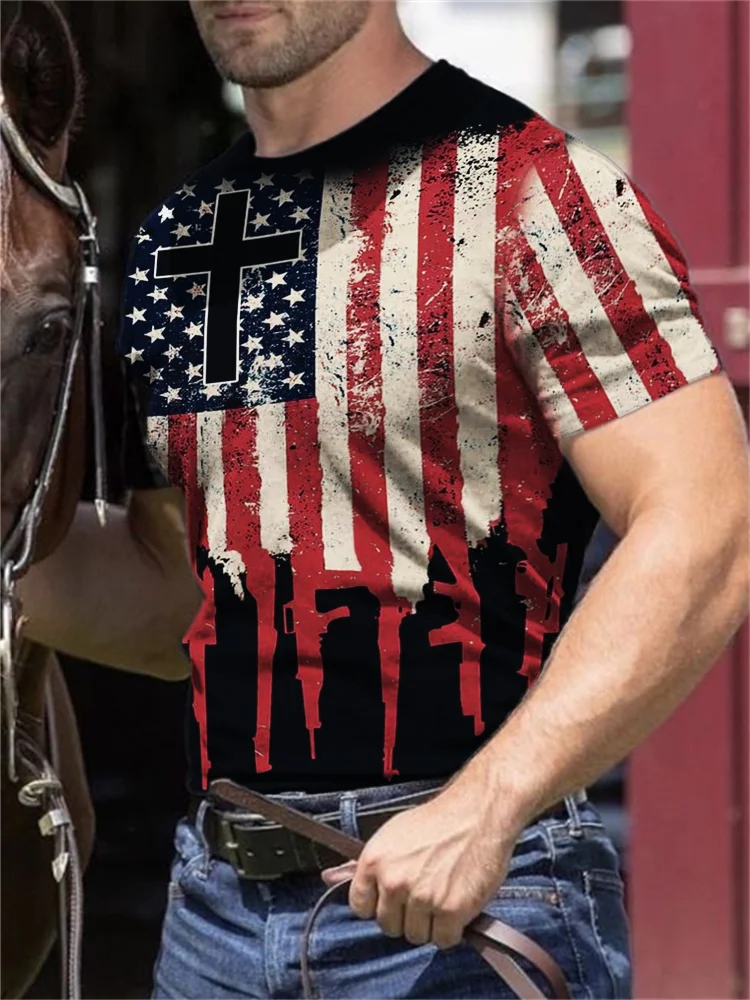 Wild Cowboy Cross Flag Inspired T Shirt