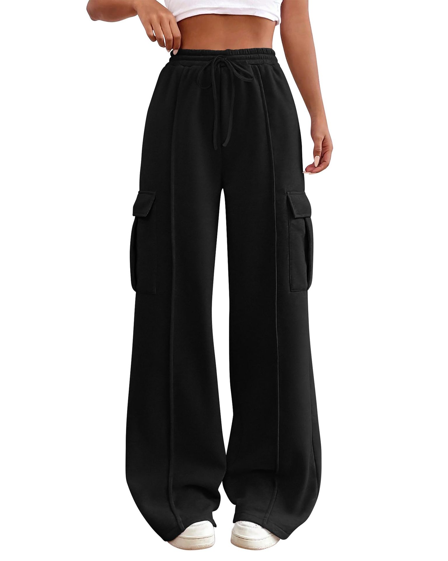 Mature Women Casual Pants Drawstring Elastic Waist Tooling Sweatpants Drawstring