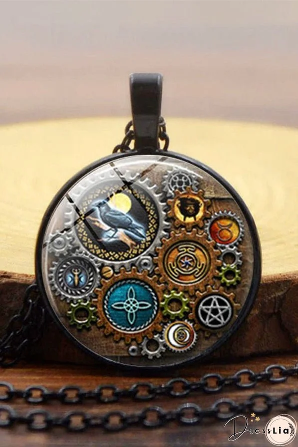 Steampunk Mechanical Time Gem Necklace