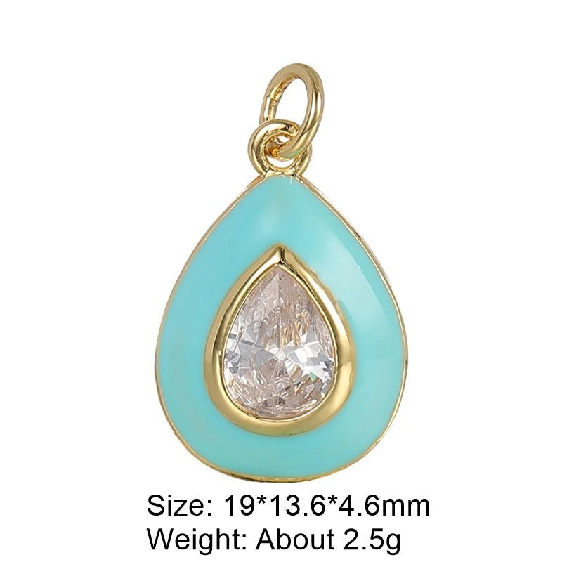 1 Piece 29 * 16mm Copper Artificial Gemstones Heart Shape Jewelry Accessories Pendant Chain