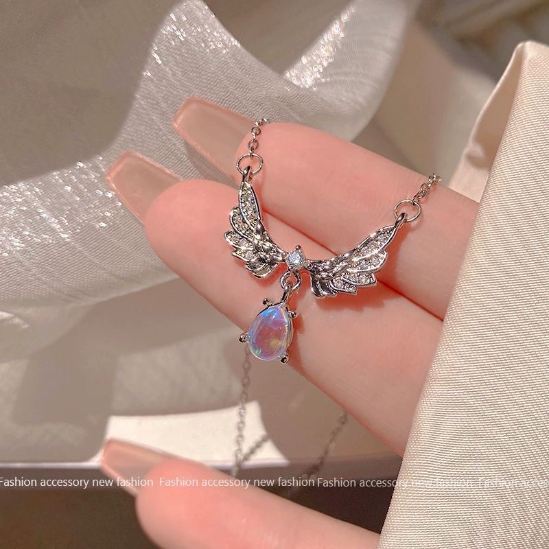 Angel Wings Teardrop Necklace