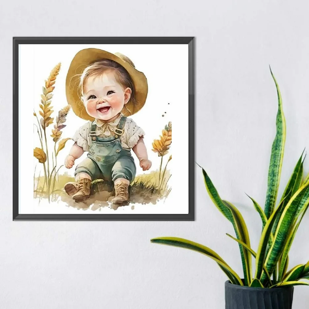 Diamond Painting - Full Round Drill - Farm Cowboy Kids(Canvas|30*30cm)