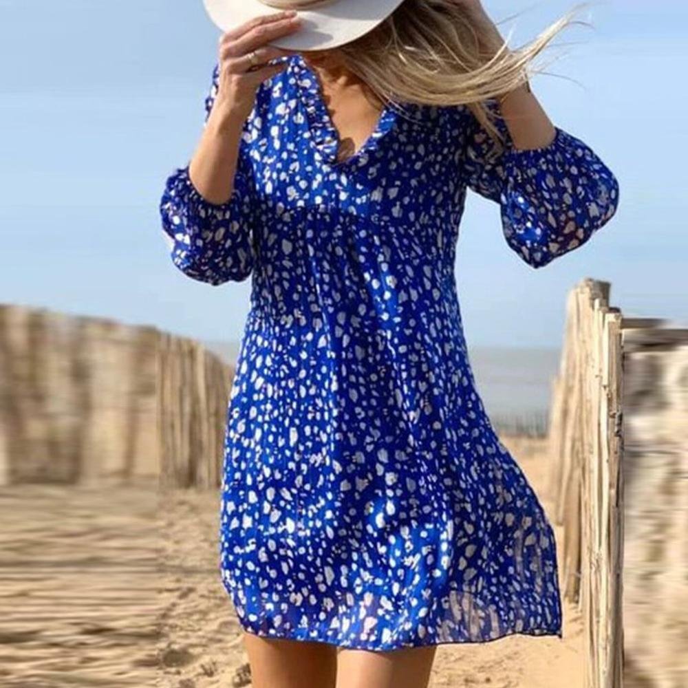Modern Long Sleeve Print Mini Dress