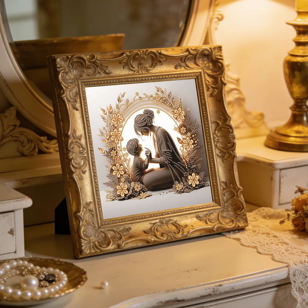 Diamond Painting - Partial Special Shaped Drill - Golden Mother Love(Canvas|30x30cm)