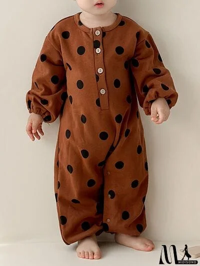 MidiSono - Printed Button Up Dropped Shoulder Jumpsuit