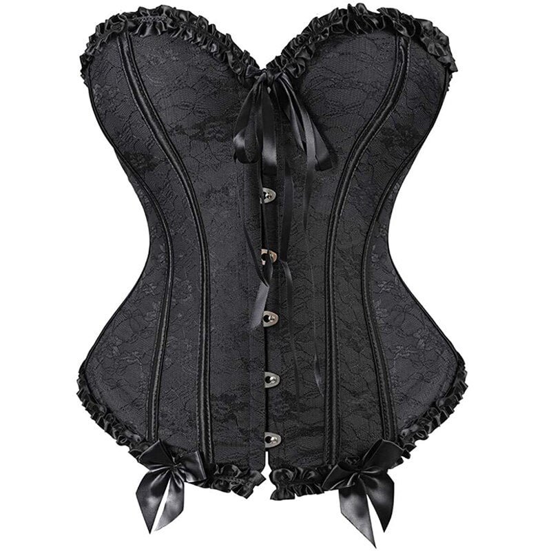 Women Corset Bustier Top Sexy Lingerie Floral Bow Corselet Vintage Espartilho Femme Plus Size Burlesque Costume Basque Red Blue