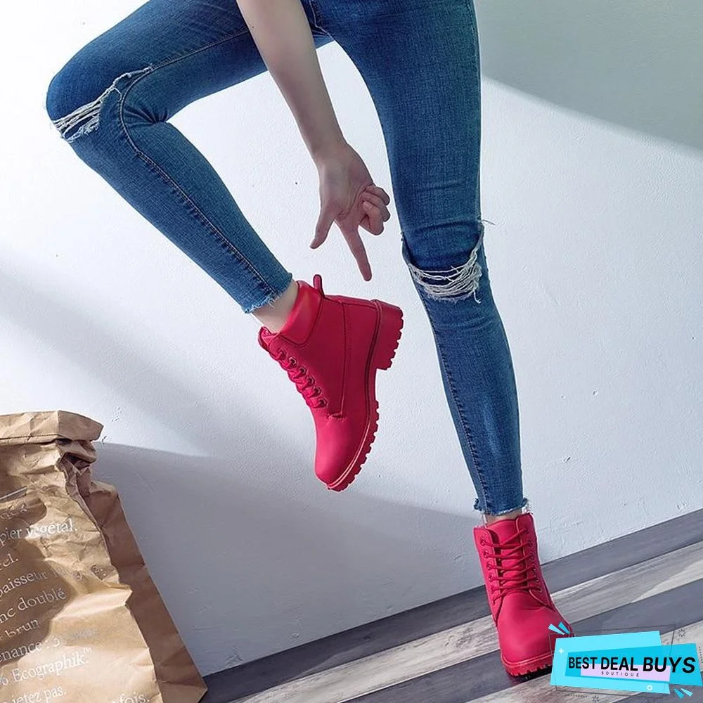 Autumn Early Winter Shoes Women Flat Heel Boots Fashion Keep warm Women's Boots Brand Woman Ankle Botas