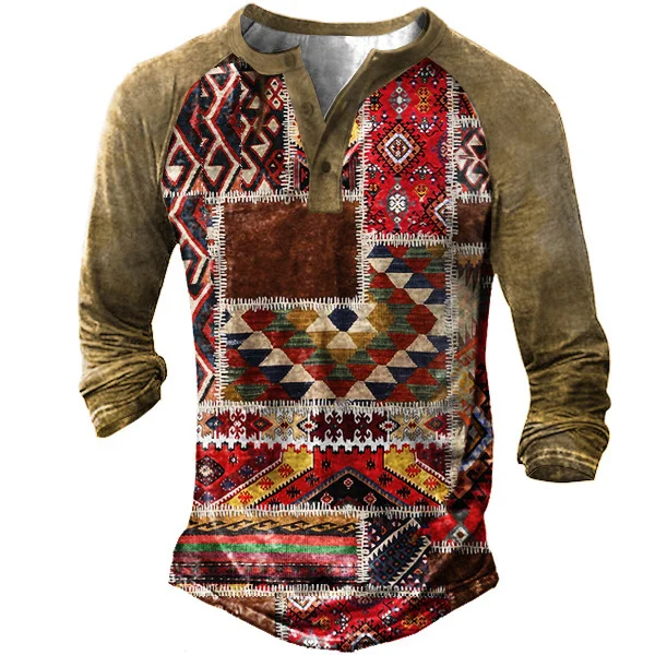 Men's Ethnic Print Long Sleeve T-Shirt