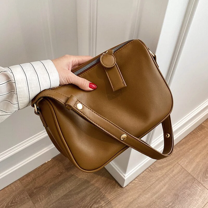 էѧӧܧ Simple Style PU Leather Crossbody Bags 2020 Trend Branded Shoulder Bag Lady Handbags Female Trending Simple Bag