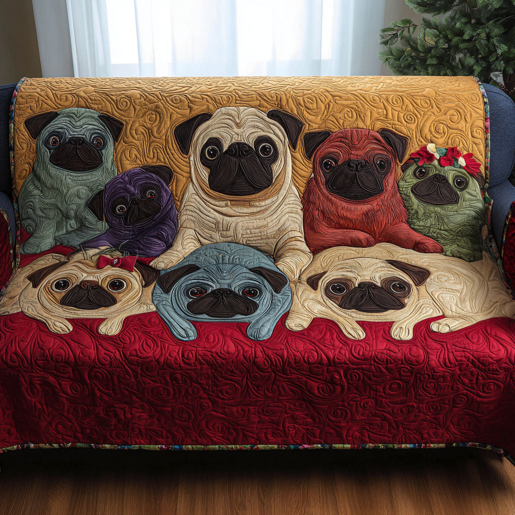 Pug Life Parade Quilted Sofa Cover NCU0PT9900 everthome