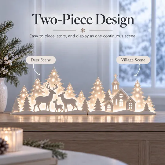 Deer Village LED ablakdekoráció karácsonyra