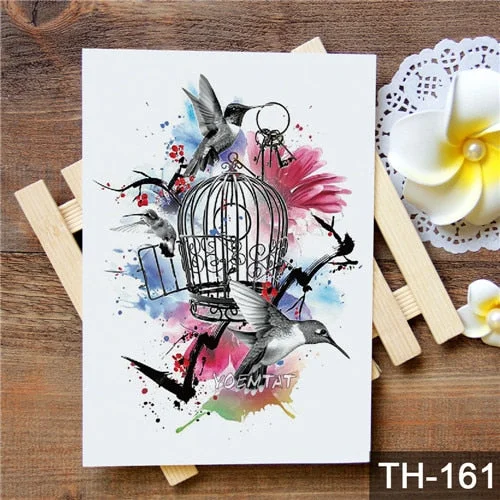 Waterproof Temporary Tattoo Stickers Rose Flowers Leaves Colorful Flash Tatto Sexy Arm Neck Body Art Fake Tattoos For Women Men