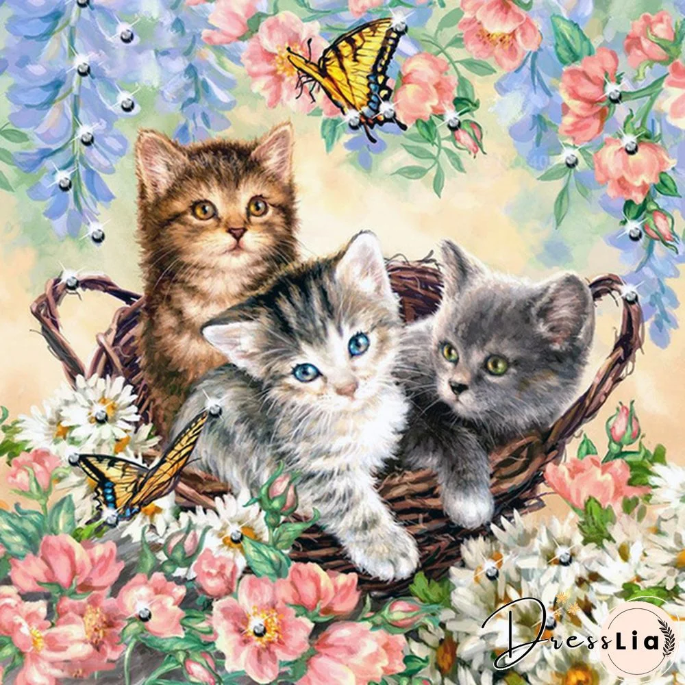 New 5D Diamond Painting Butterfly Cat Animals Full Diamond Mosaic Embroidery Cartoon Cross Stitch Kits Needlework DIY Craft Christmas Gift Home Decor