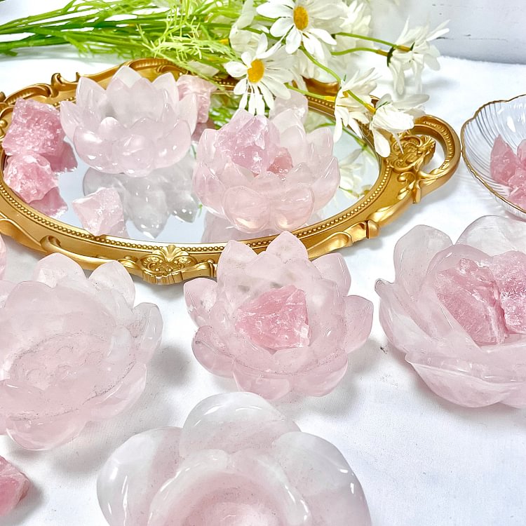 Rose Quartz Lotus Candle Holder