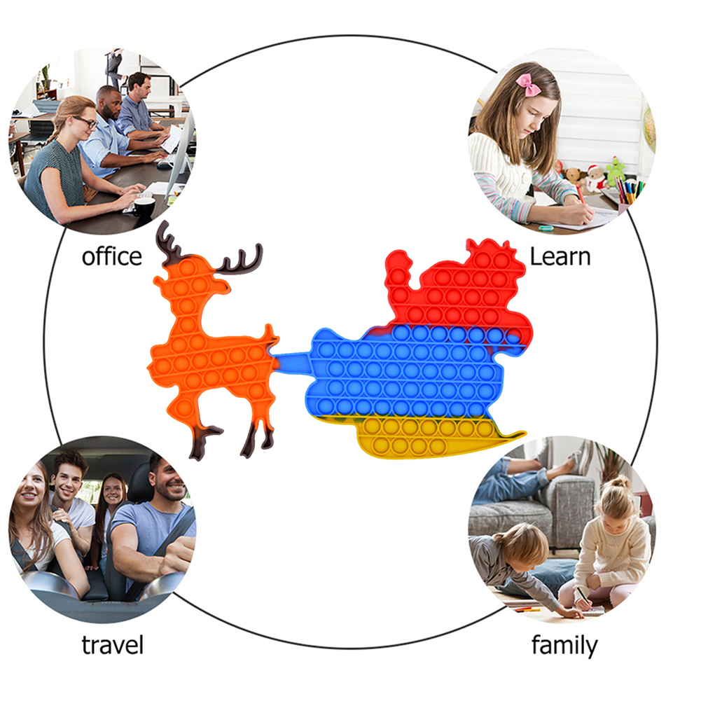 

Elk Cart Silicone Push Bubble Toys Stress Reliever Christmas Kids Fun Gifts, 501 Original