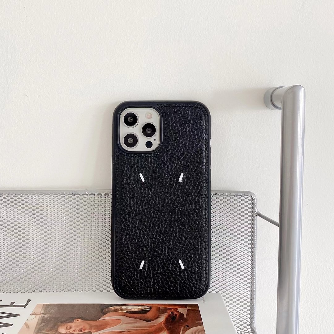 Embroidered Minimalist Leather Phone Case