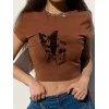 Vintage Cherry Butterfly Crop Top