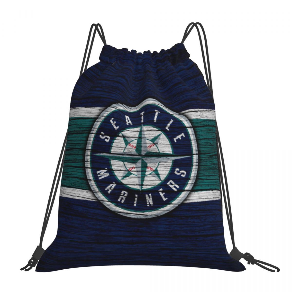 Seattle Mariners Wooden Pattern Unisex Drawstring Backpack Bag Travel Sackpack