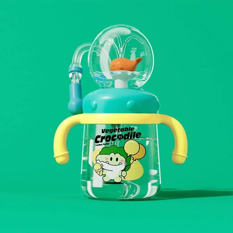 Drinking Cup With Whale Squirt, Weighted Sippy Cups With Adjustable Straps