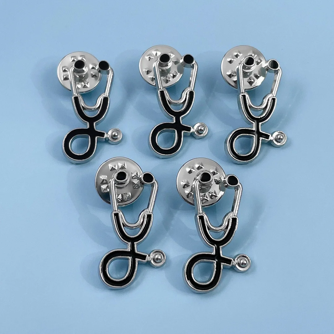 5pc Black Stethoscope Pin Pack