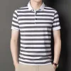 Stylish casual lapel striped polo shirt