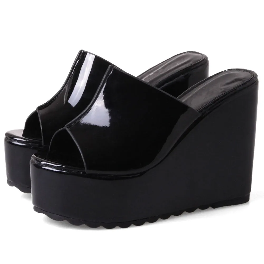 BONJOMARISA INS Hot Sale Ladies Pumps Solid Slip On Open Toe Platform Sandals Women Wedges Casual Concise Outside Shoes Woman