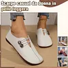 Gioiacombo&trade; Scarpe casual in pelle con punta tonda retr&ograve; da donna