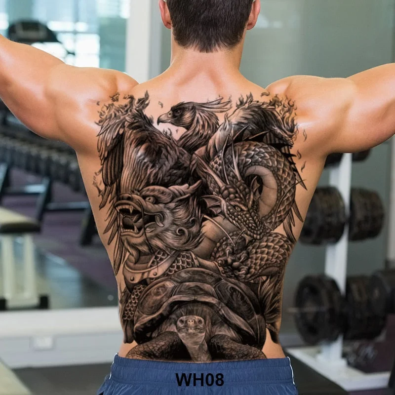 large temporary tatoo for men tattoo body art full back sexy tattoo sticker lion king tiger dragon tattoo designs waterproof