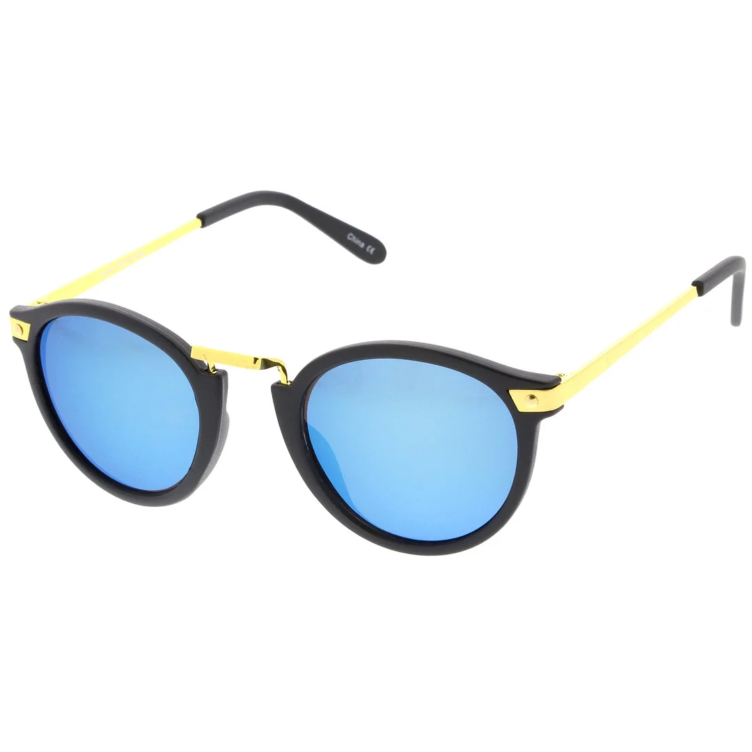 Retro Horn Rimmed Metal Nose Bridge P3 Round glasses 50mm