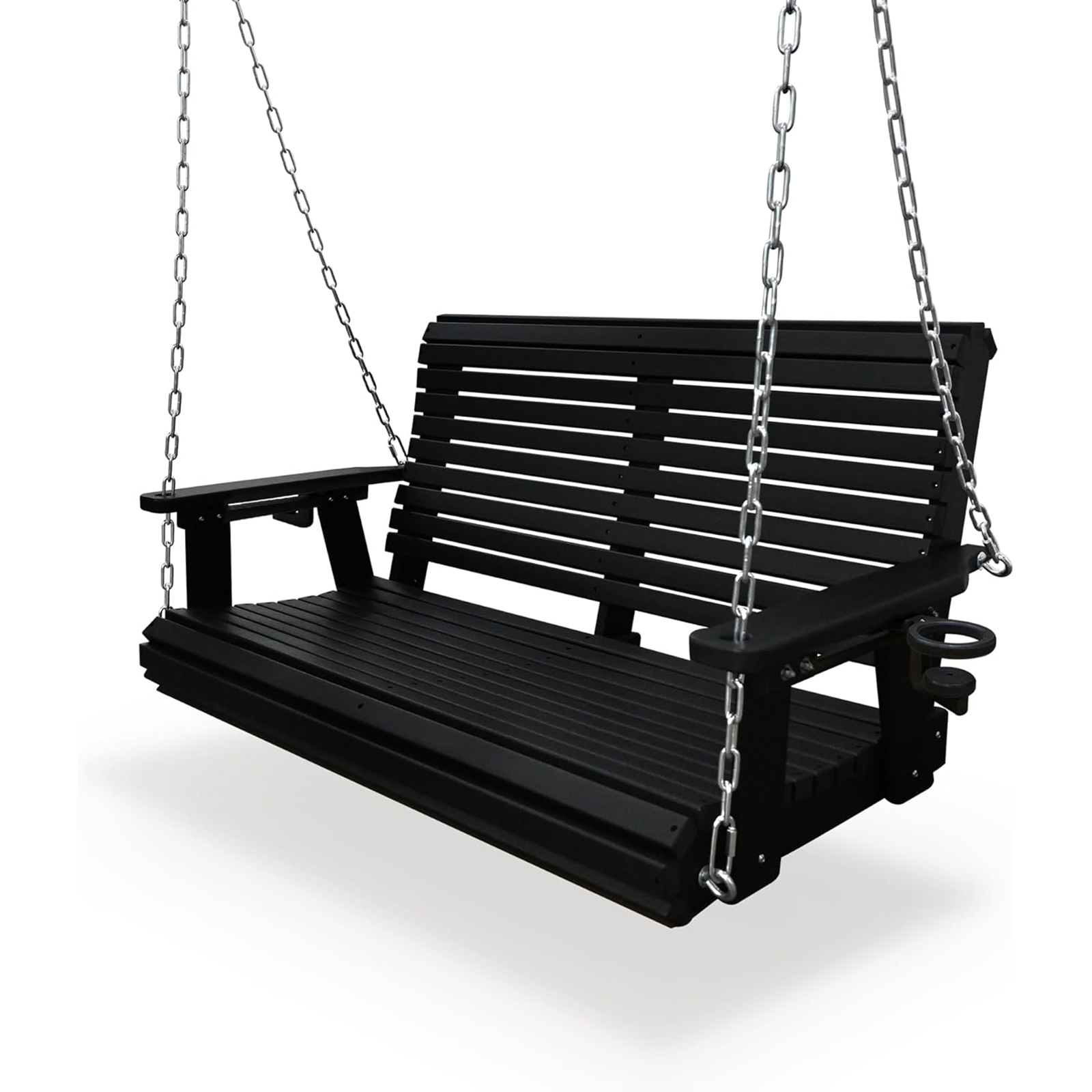 HDPE Black Porch Swing with cup holder- 4FT