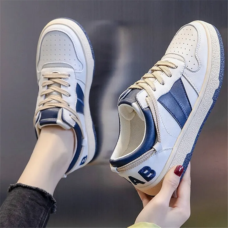 Meotina Genuine Leather Women Shoes Flats Platform Shoes Round Toe Lace Up Causal Shoes Female  Winter Autumn Green Blue 44