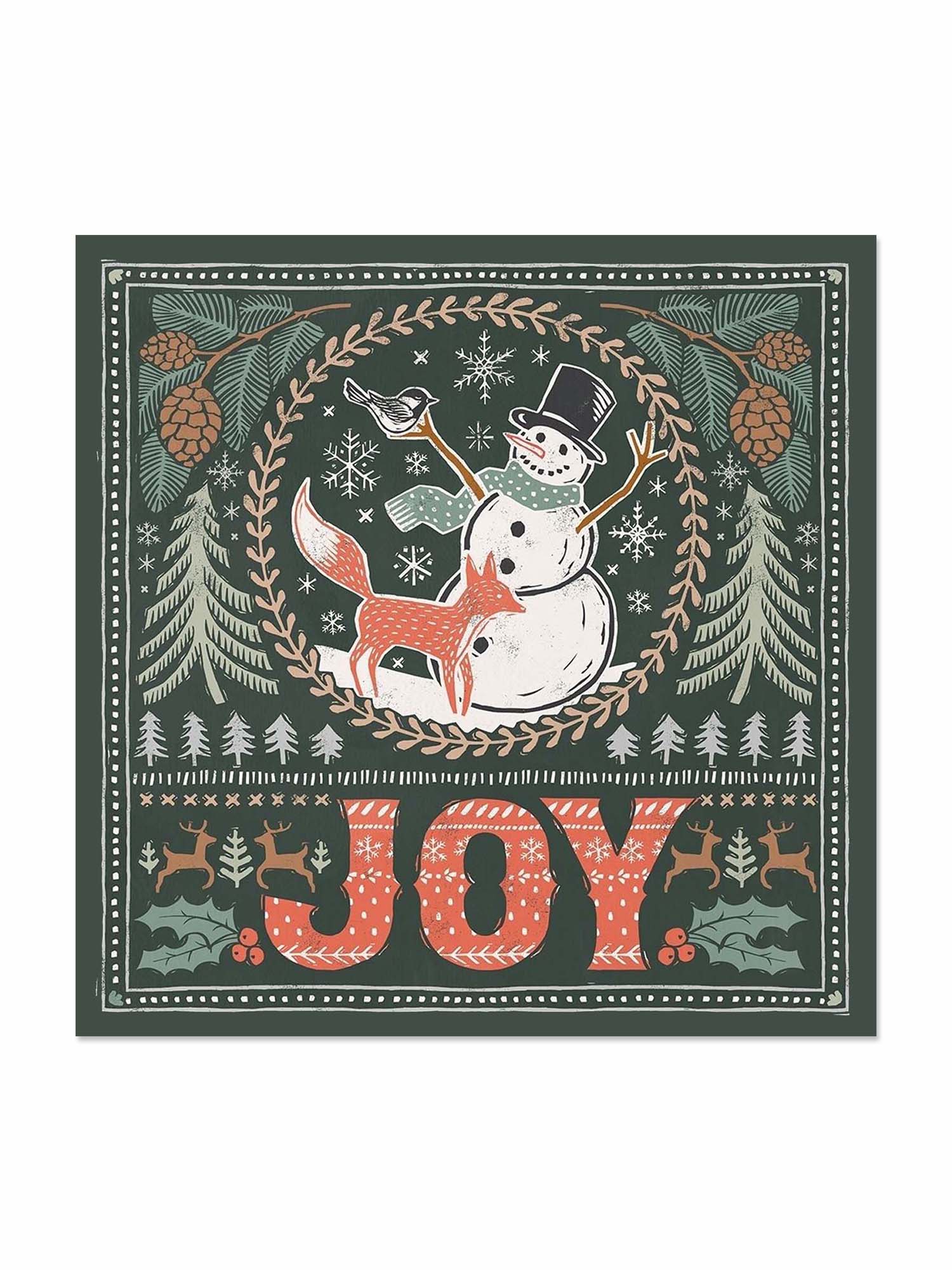 Christmas Fox And Snowman JOY - Cotton Bandana