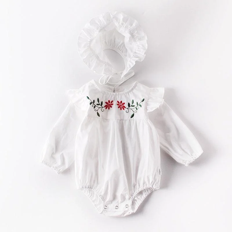 Spring Autumn Newborn Girls Lotus Leaf Collar Floral Jumpsuits Clothes Baby Knit Rompers Knitted Long Sleeve Children Rompers