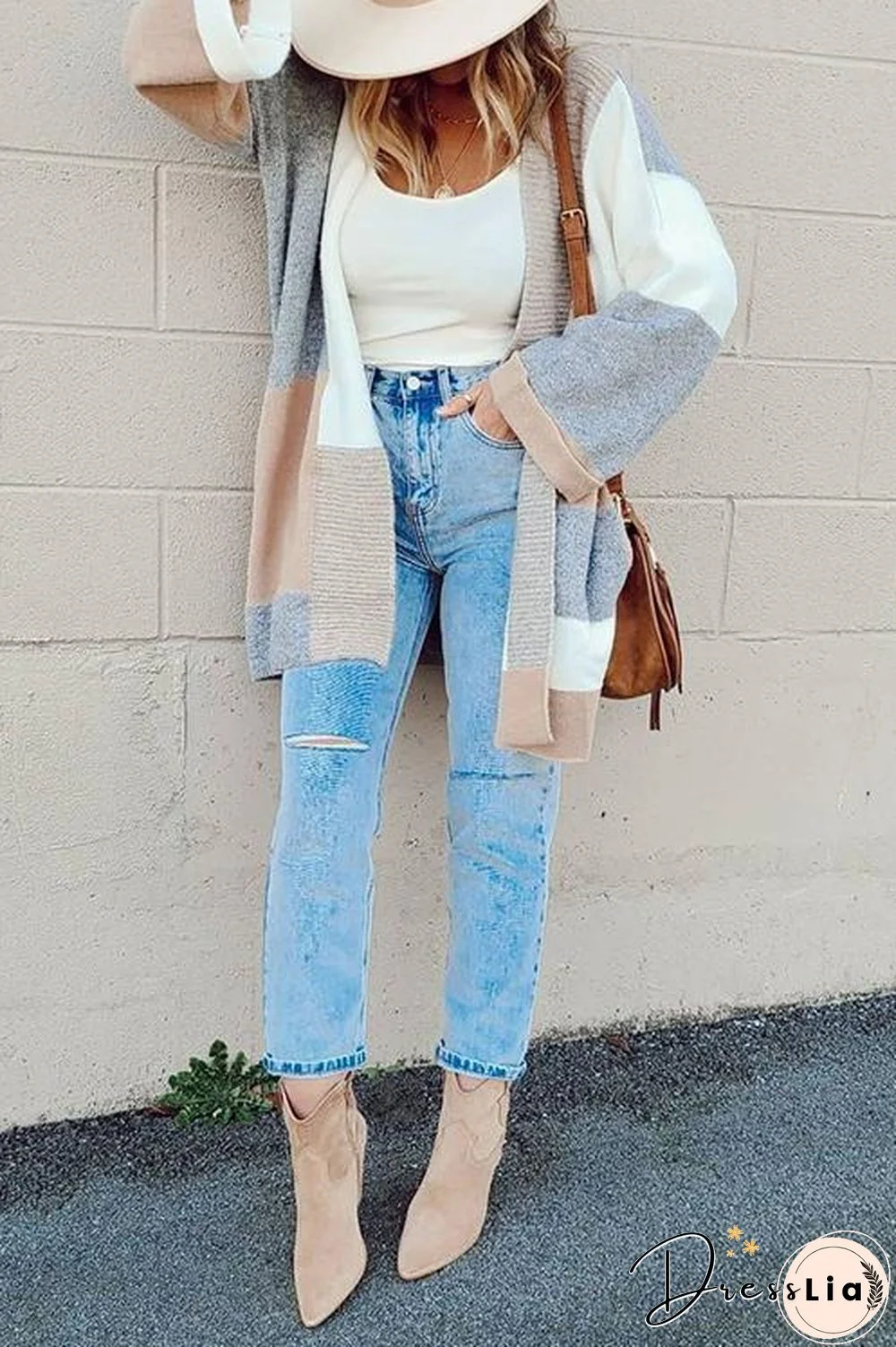 Geometry Color Block Cardigan