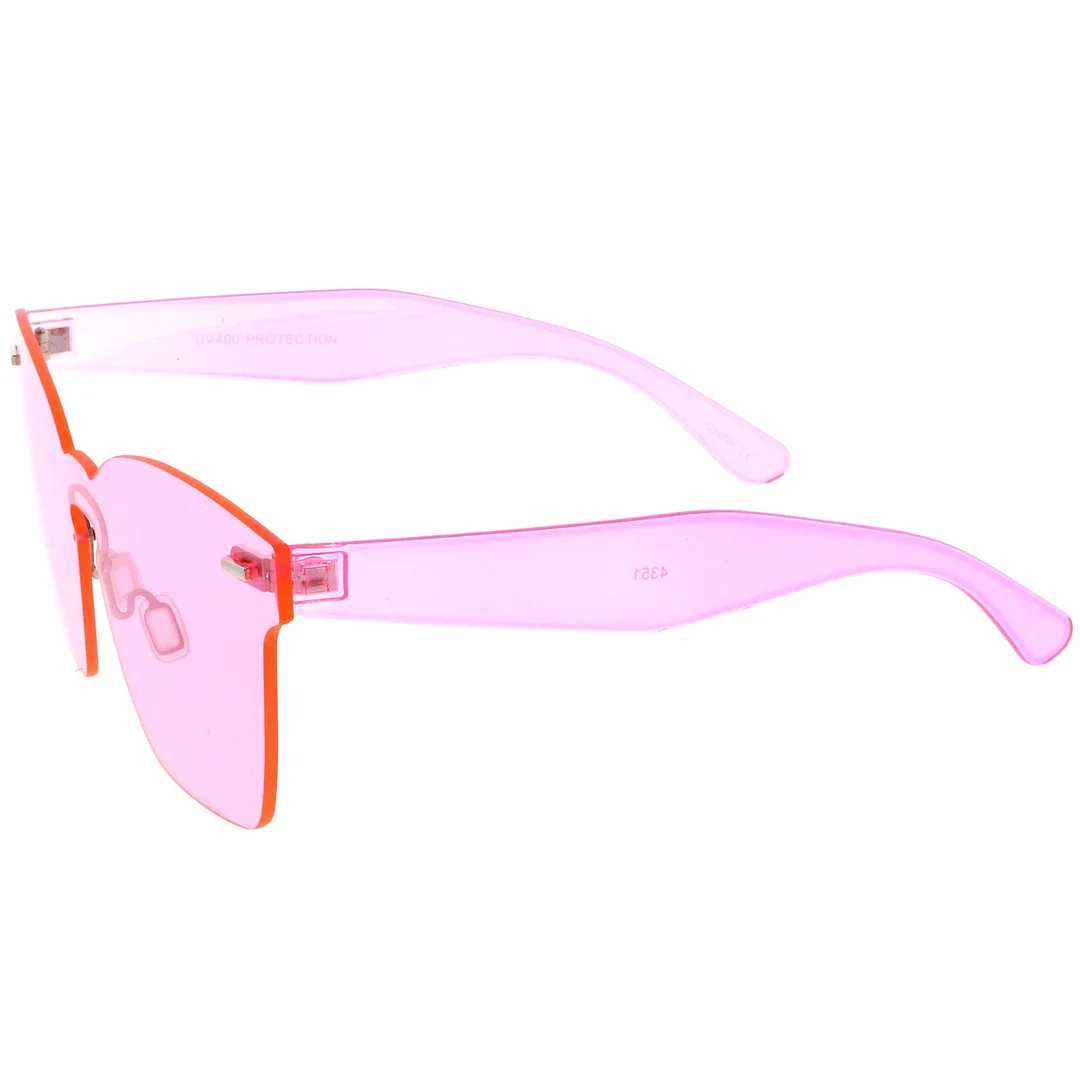 Oversize Rimless Keyhole Nose Bridge Mono Lens Horn Rimmed glasses 63mm