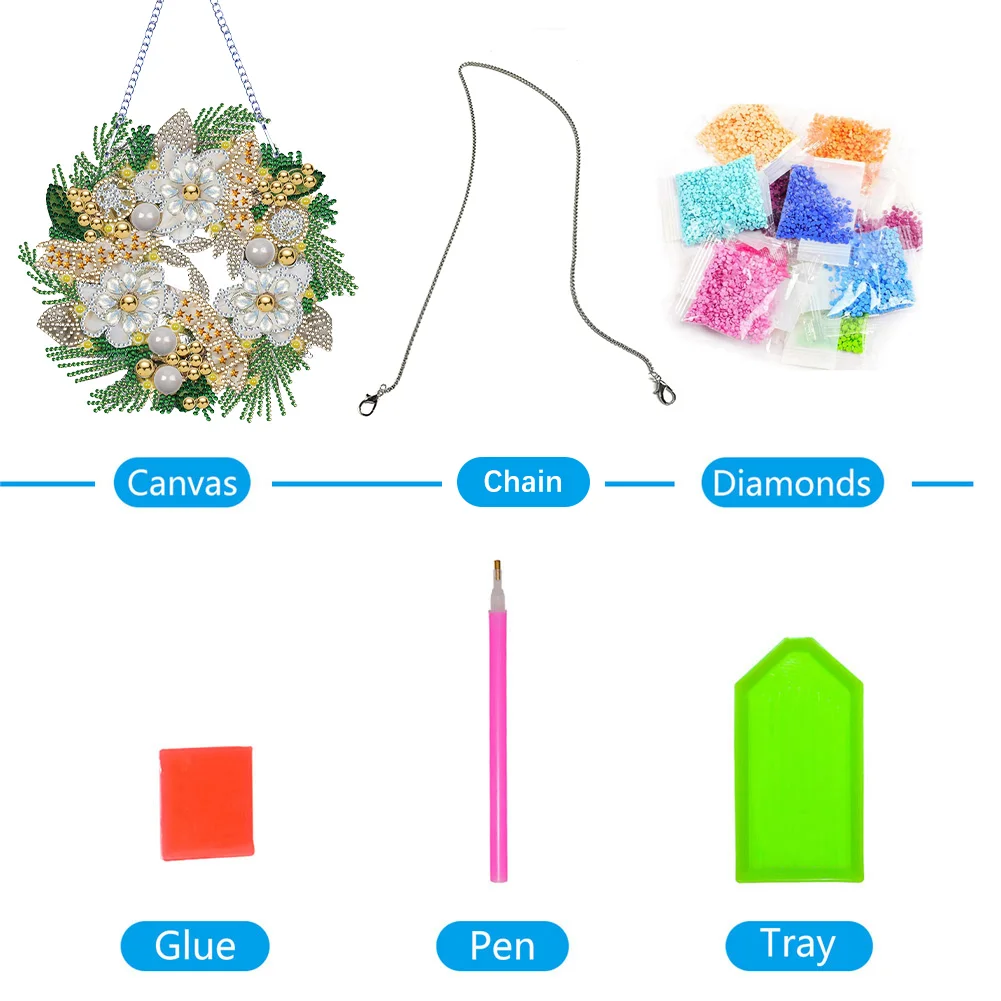 5D DIY Hanging Wreath Diamond Christmas Diamond Wall Decor Wreath