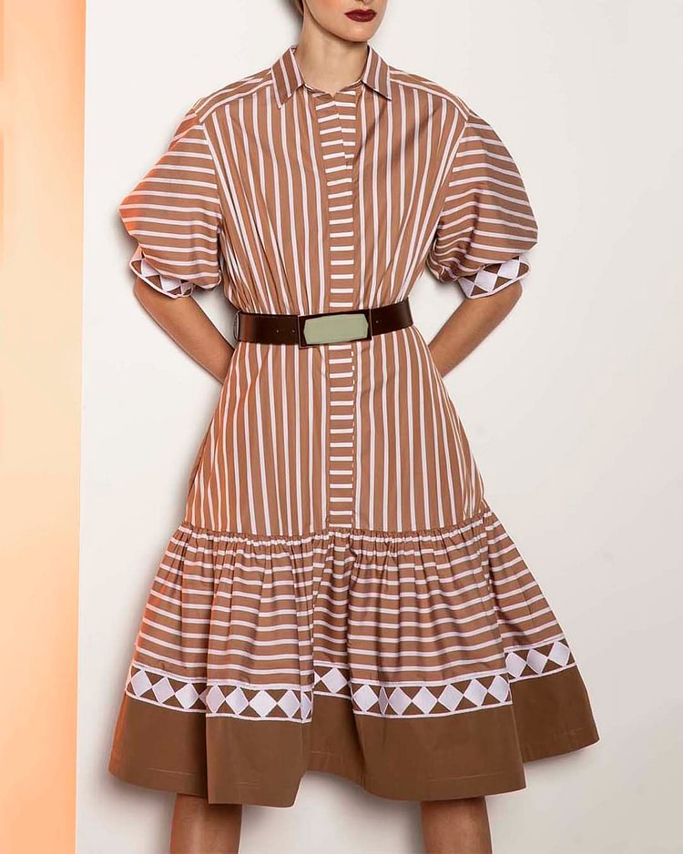 Elegant Striped Shirt Dress