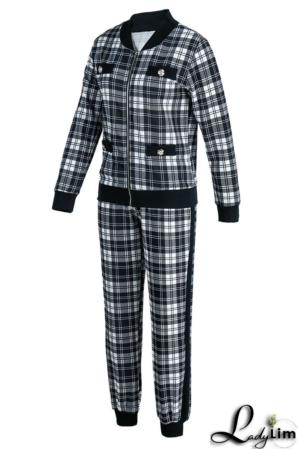 Pink Fashion Casual Print Patchwork Long Sleeve Two Pieces