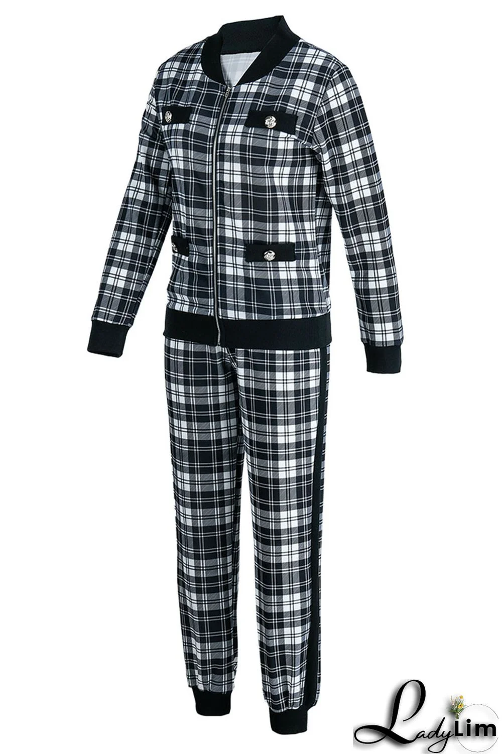 Pink Fashion Casual Print Patchwork Long Sleeve Two Pieces