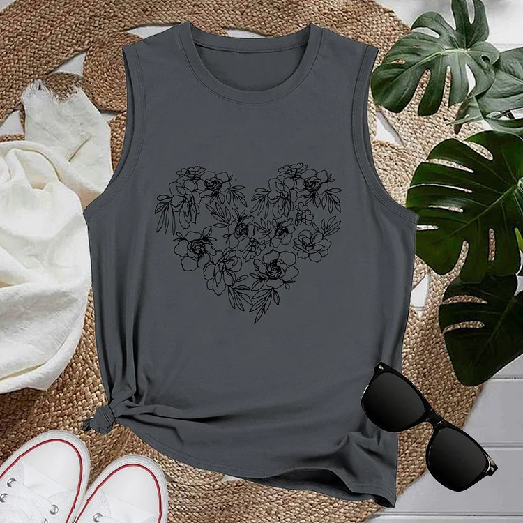 love flower Women Loose Tank Top-0023544