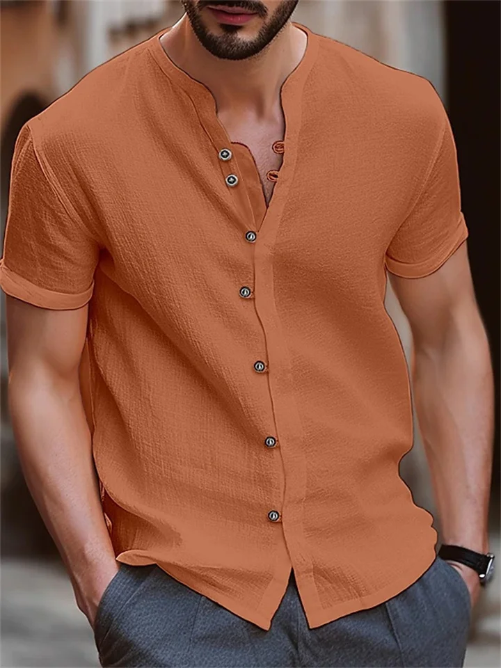 Hawaii New Fashion Men's Retro Buttons Cotton Linen Casual Short Sleeve Shirt | 168DEAL