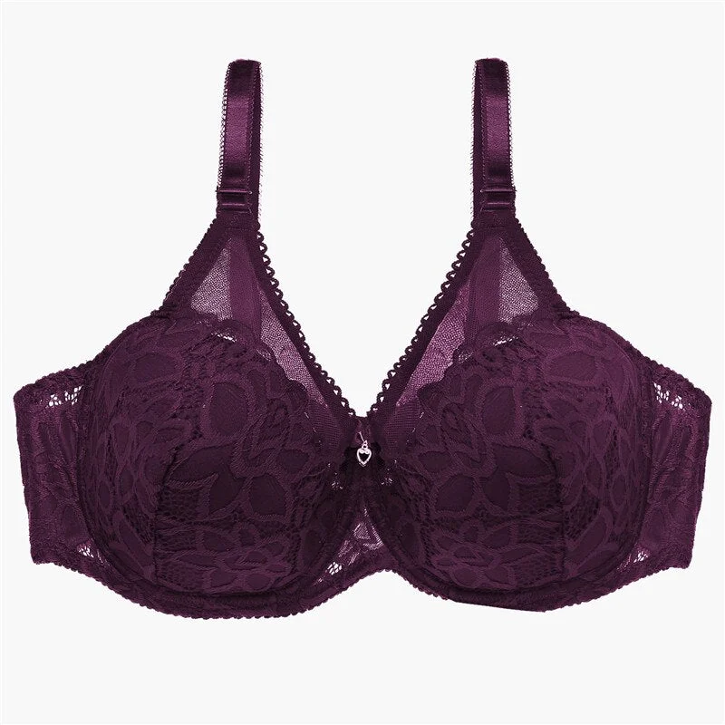 FINETOO Summer Ultrathin Lace Bra Sexy Bras For Women Plus Size Bra Female Lingerie C D Cup Large Size Brassiere Lady Underwear