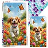 Chien et fleur - perceuse ronde peinture diamant - 40*70cm (grande taille)